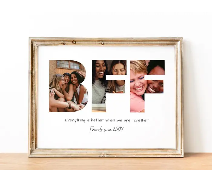 BFF photo collage best friend gift with photos of two friends