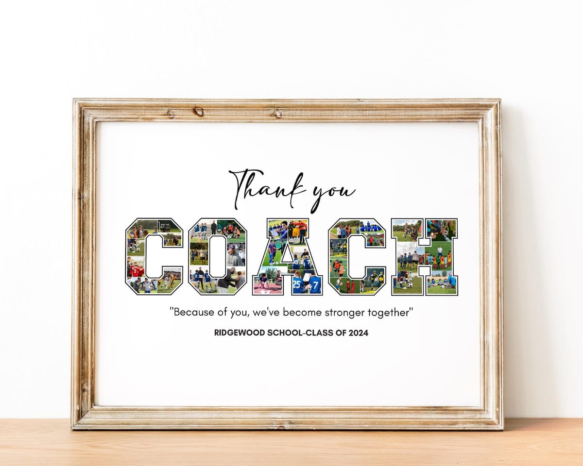 Thank you Coach signable photo collage keepsake