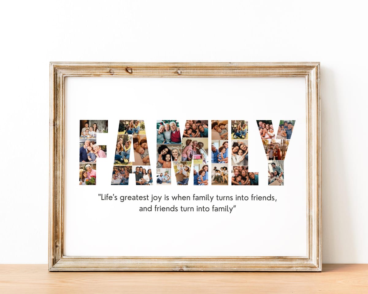 FAMILY word photo collage filled with family photos