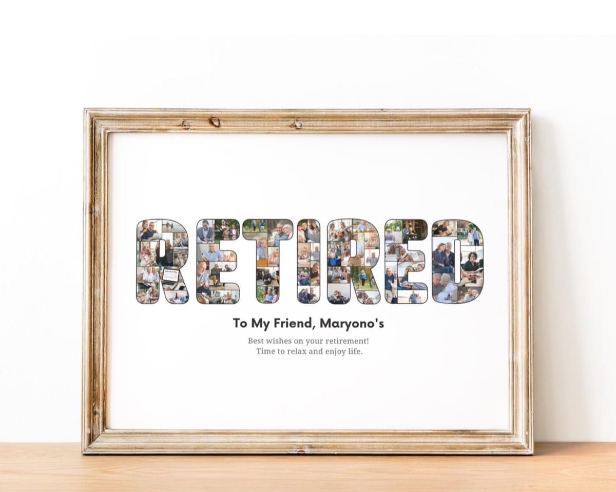 RETIRED word photo collage retirement gift