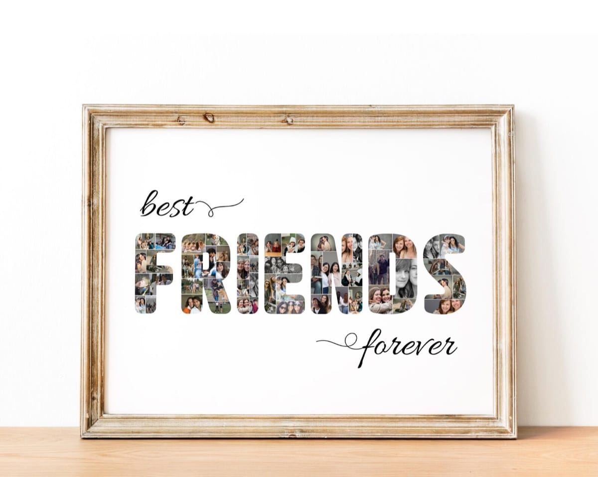 FRIENDS word photo collage farewell gift
