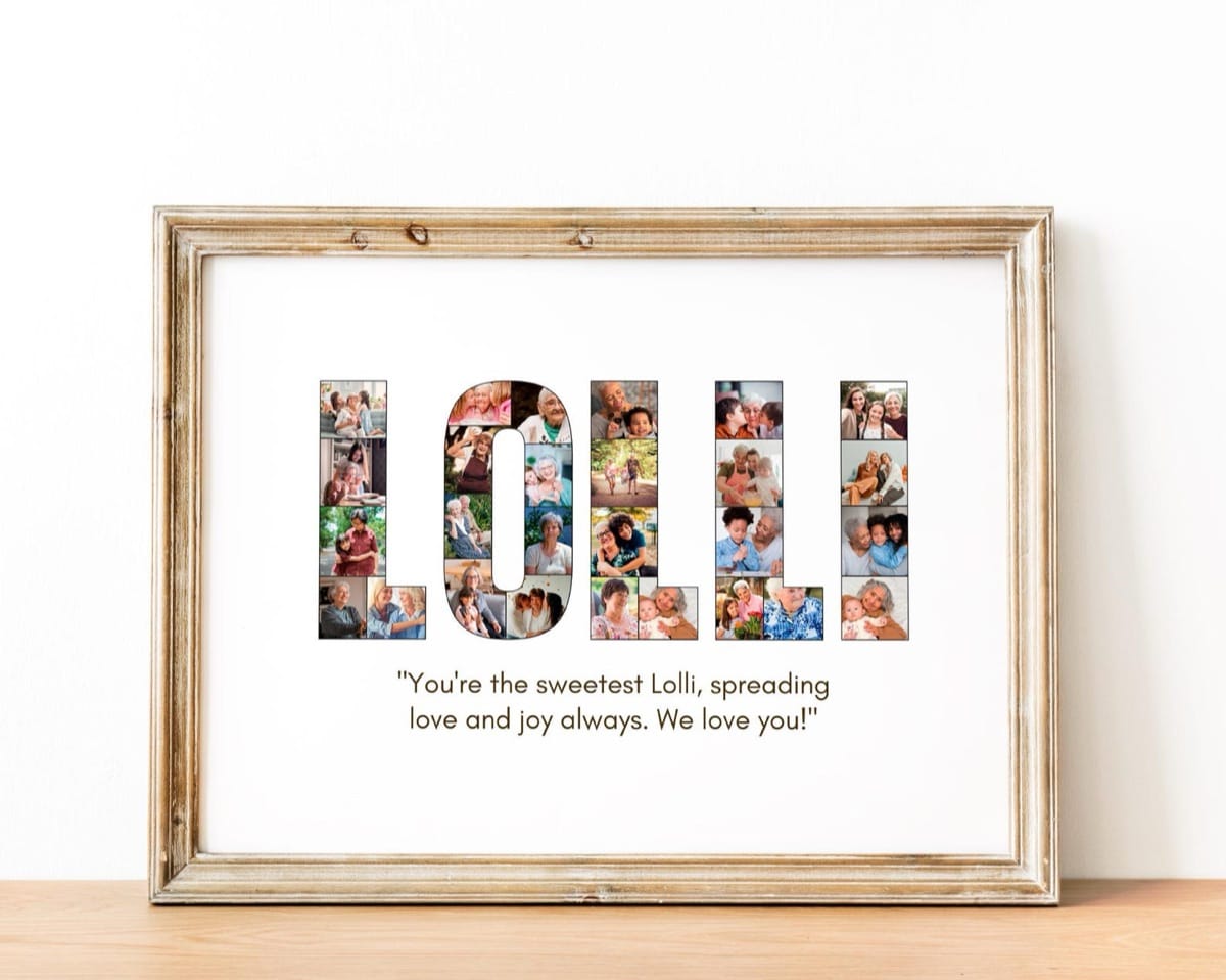 LOLLI photo collage framed on a wall