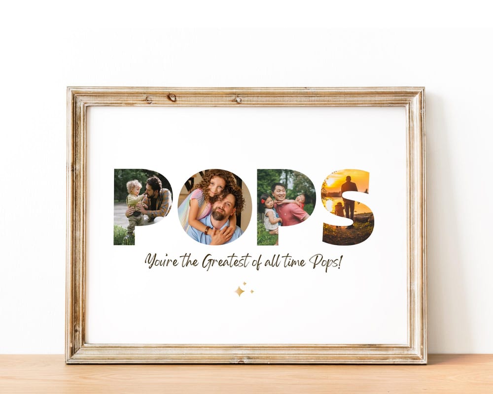 POPS word photo collage for a grandfather, framed