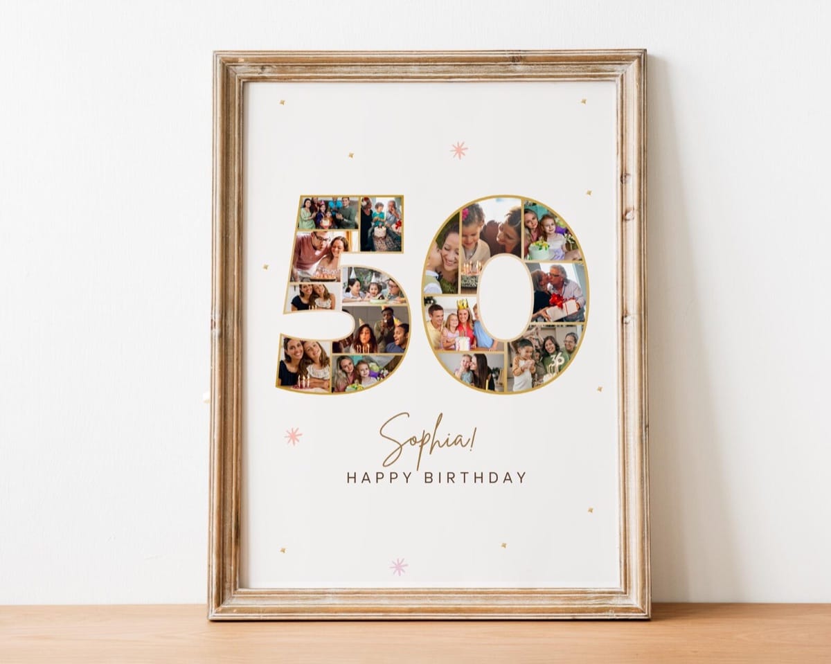 Personalized 50th birthday number photo collage