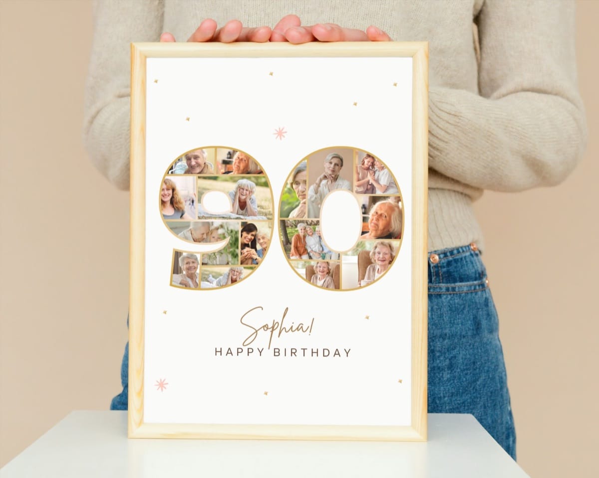 90th birthday number photo collage keepsake