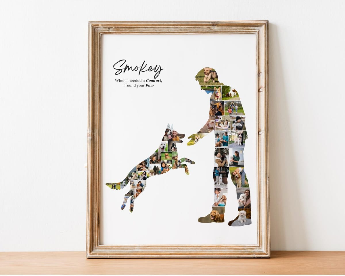 German shepherd shaped photo collage template