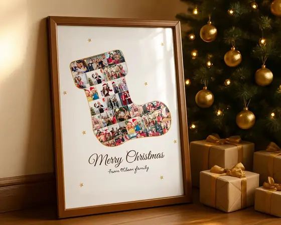 Stocking Collage — Christmas photo collage template