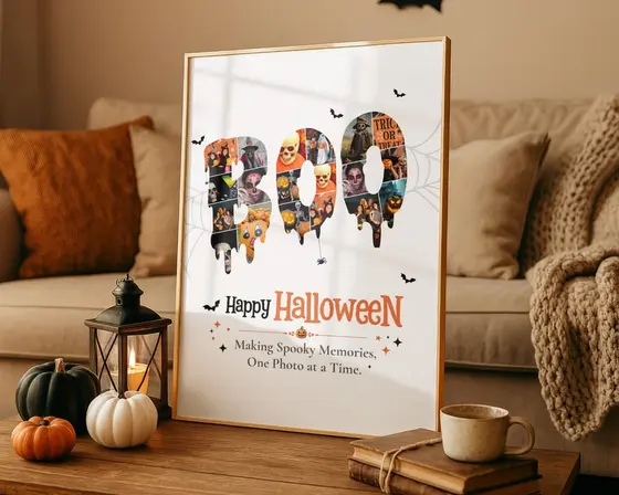 BOO word photo collage template filled with photos