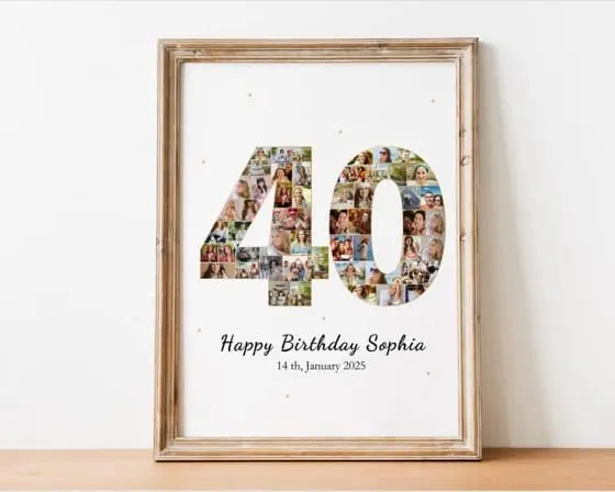 40th Birthday Photo Collage, Canva Template (Digital Download)